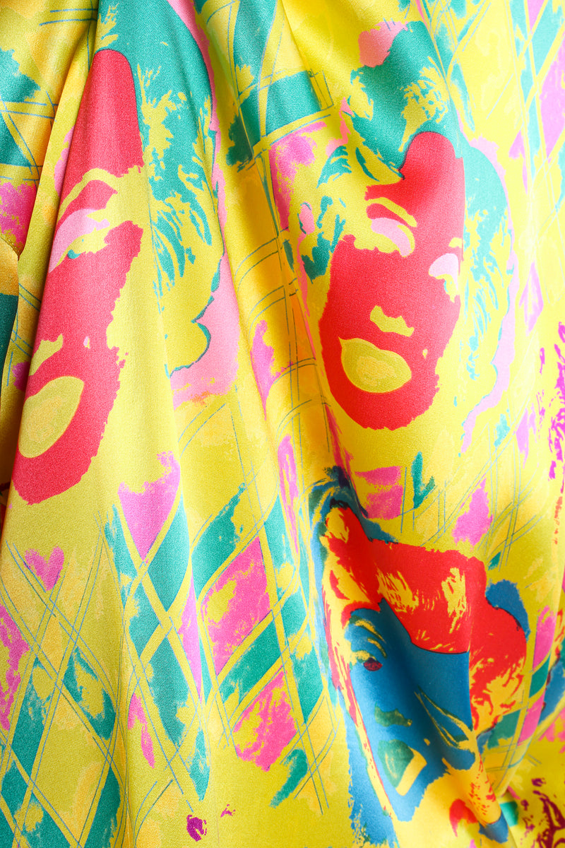 Vintage Escada Marilyn Monroe Silk Pop Art Shirt fabric detail at Recess Los Angeles