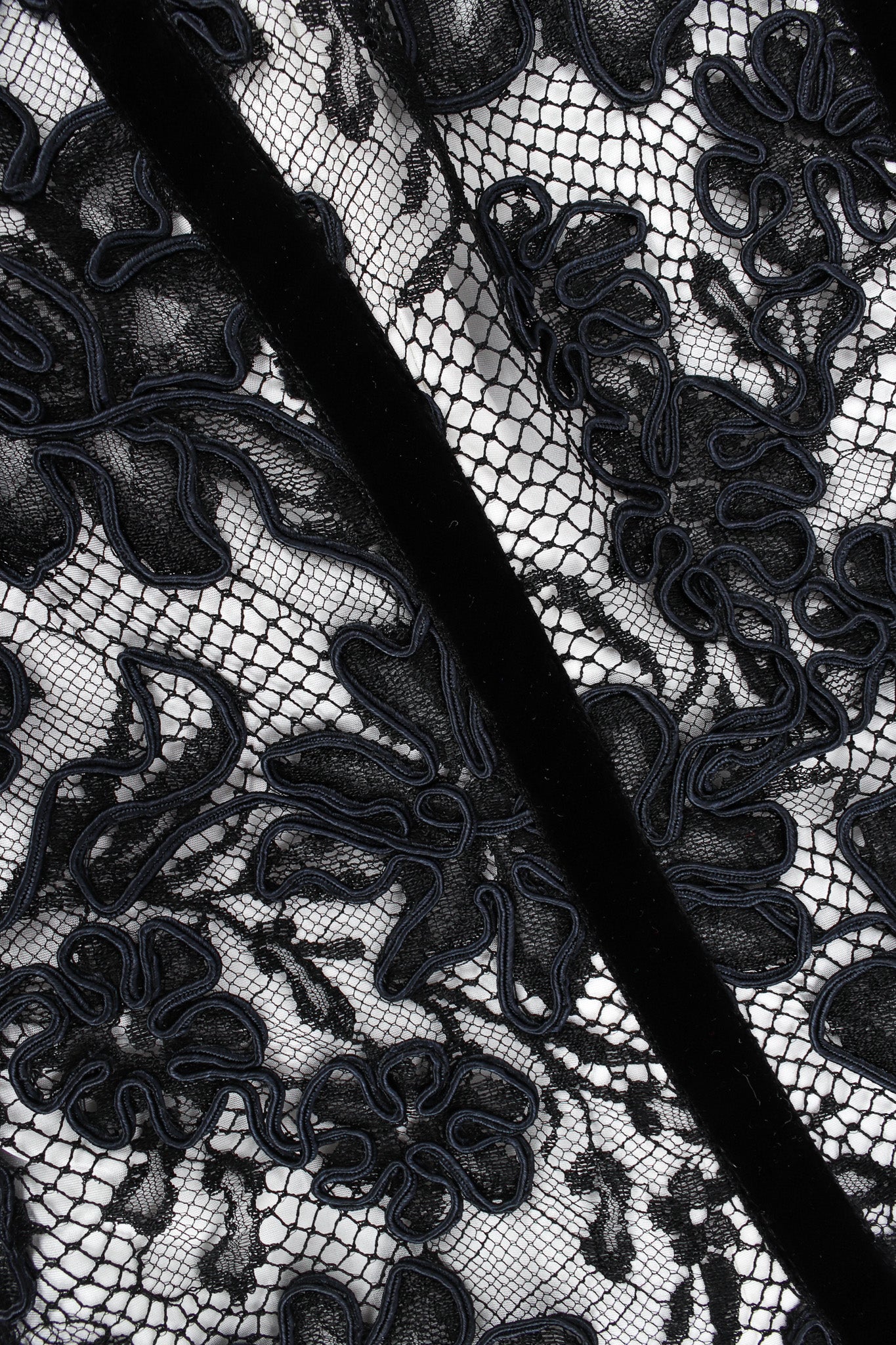 Vintage Escada Lace Checkered Silk Taffeta Dress floral lace close @ Recess LA