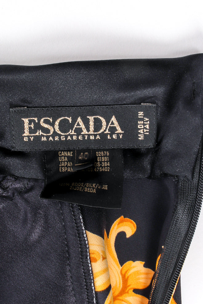 Vintage Escada Baroque Lion Cheetah Print Mock Neck Blouse label at Recess Los Angeles