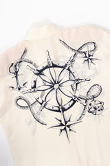 Vintage Escada Compass Star Nautical Satin Shirt print detail at Recess Los Angeles