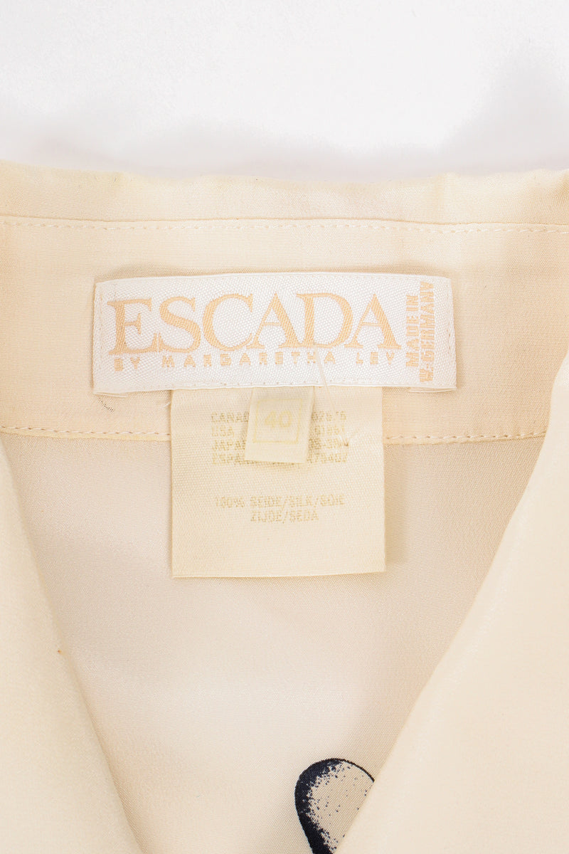 Vintage Escada Compass Star Nautical Satin Shirt fabric label at Recess Los Angeles
