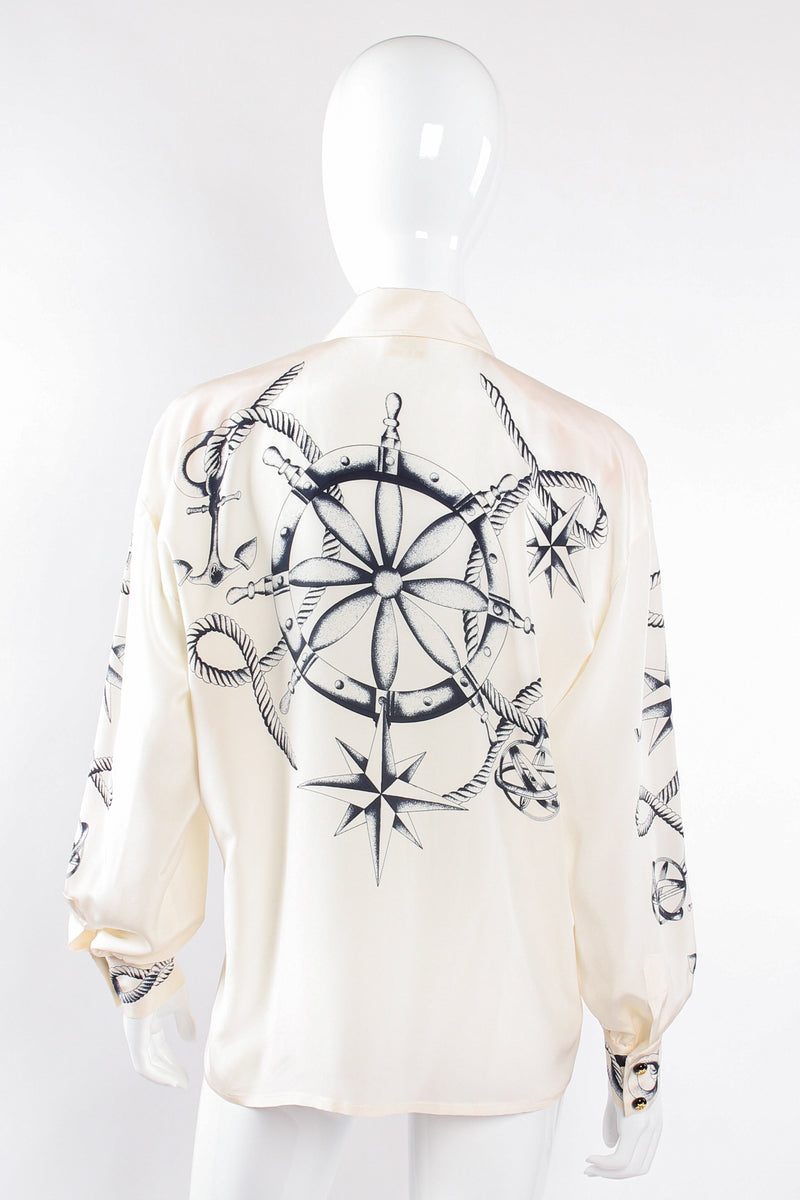 Vintage Escada Compass Star Nautical Satin Shirt on Mannequin back at Recess Los Angeles