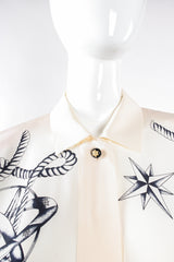 Vintage Escada Compass Star Nautical Satin Shirt on Mannequin collar at Recess Los Angeles