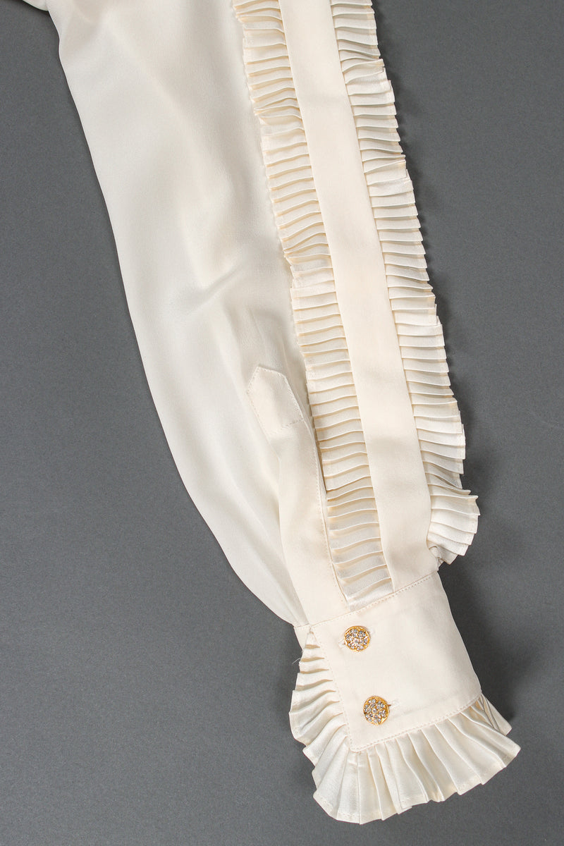 Vintage Escada Pleated Ruffle Tuxedo Blouse sleeve at Recess Los Angeles