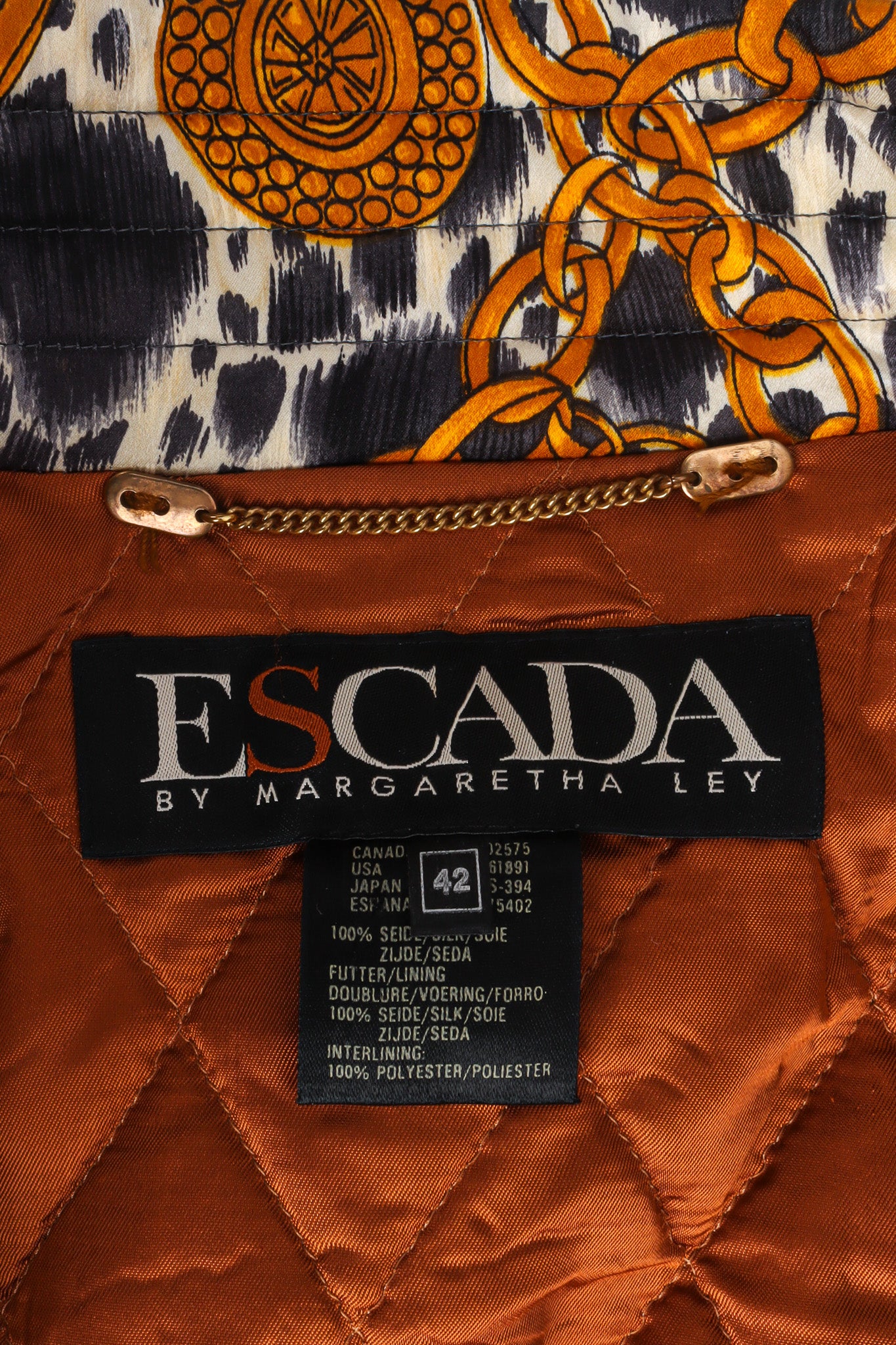 Bold dalmation and gold chain jacket by Margaretha Ley for Escada Label @recessla