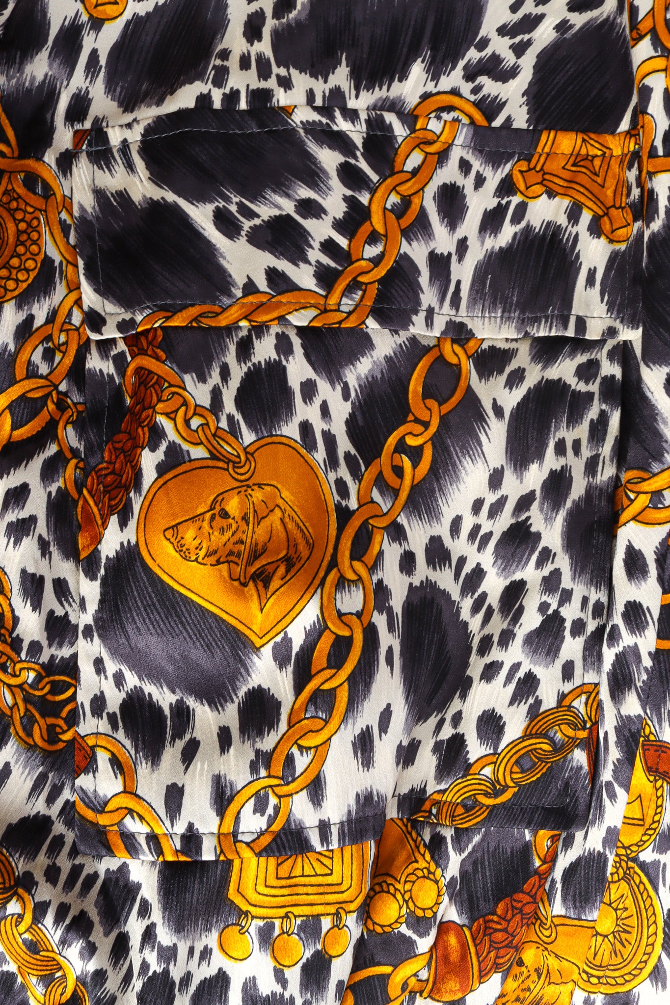 Bold dalmation and gold chain jacket by Margaretha Ley for Escada Pocket Close-up @recessla