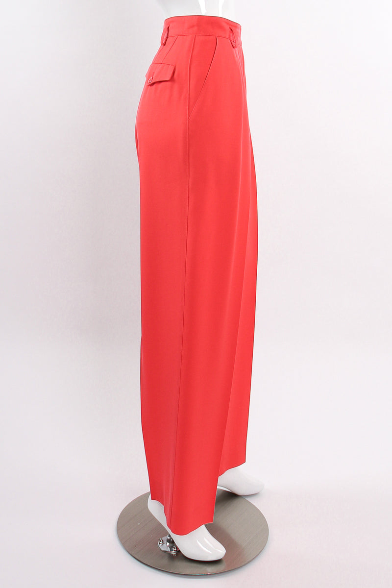 Vintage Escada Sunset Red Coral Double Pleated Pant on Mannequin side at Recess LA