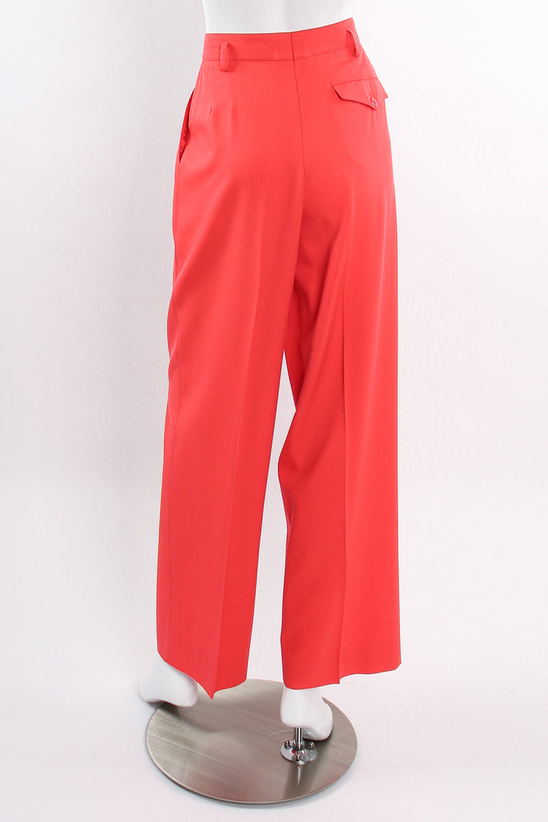 Vintage Escada Sunset Red Coral Double Pleated Pant on Mannequin back at Recess LA