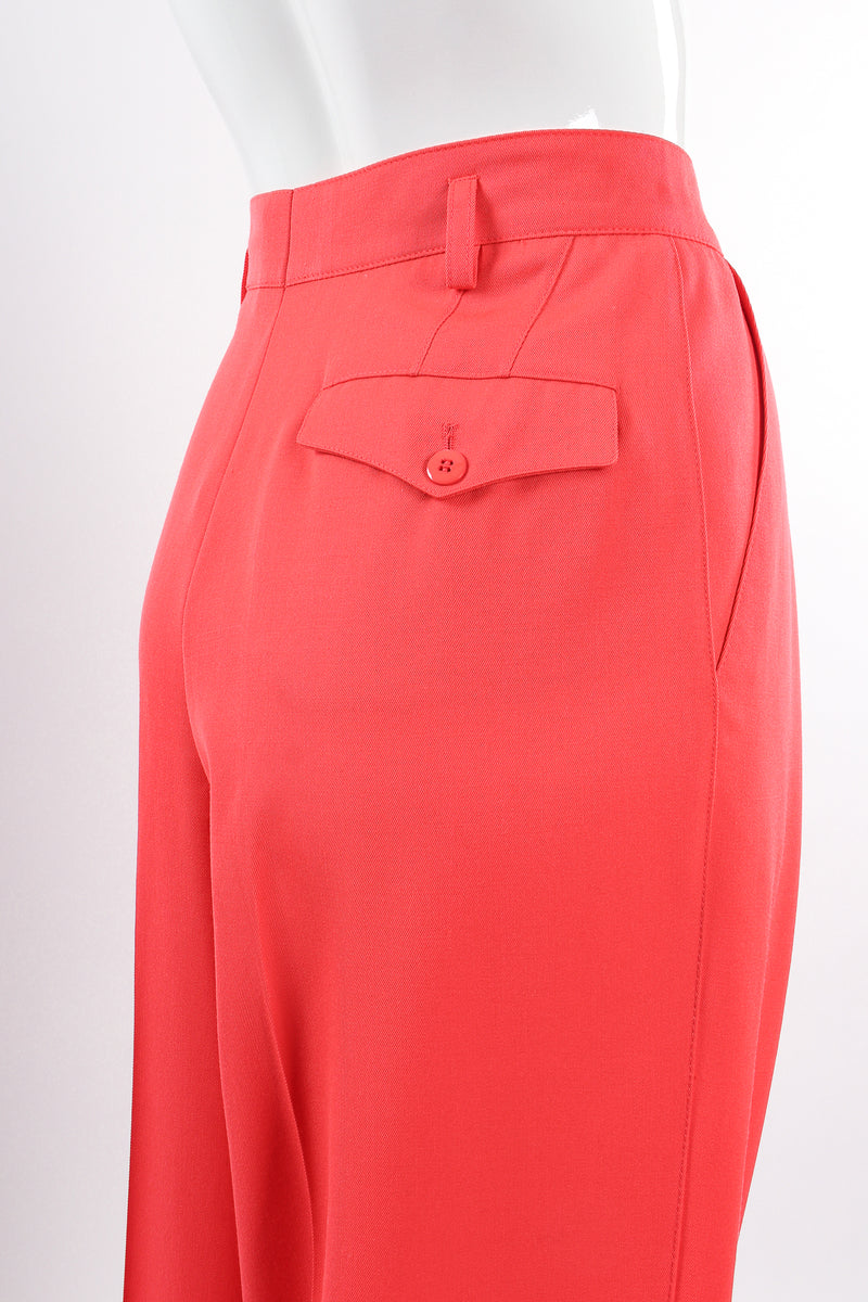 Vintage Escada Sunset Red Coral Double Pleated Pant on Mannequin rear at Recess LA