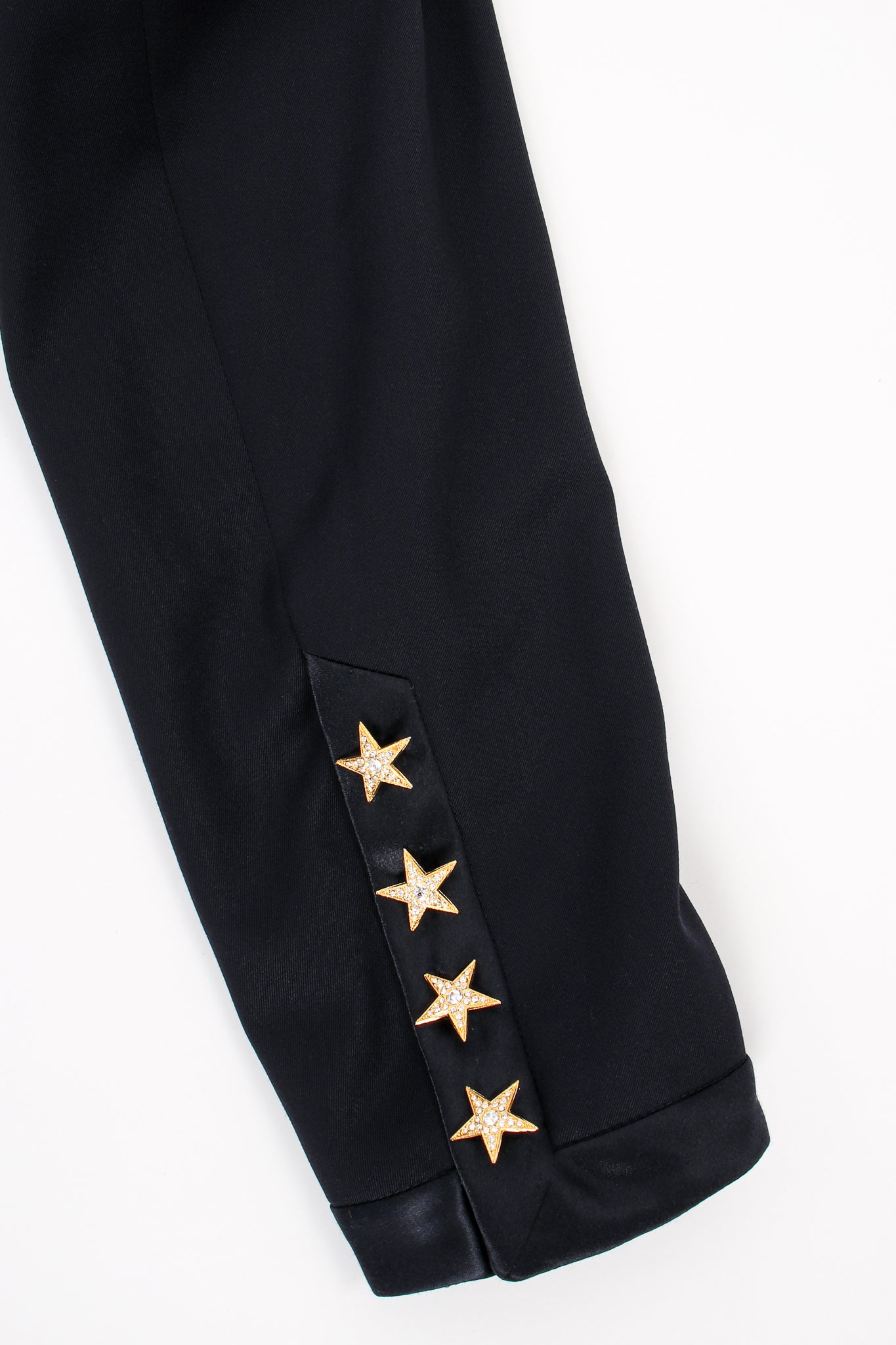 Vintage Escada Starry Cropped Tuxedo Jacket sleeve cuff at Recess Los Angeles
