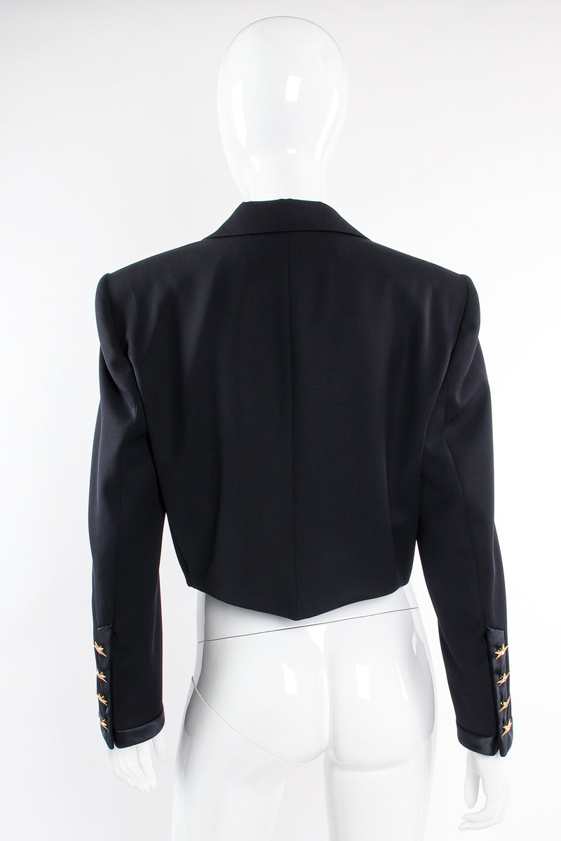 Vintage Escada Starry Cropped Tuxedo Jacket on Mannequin back at Recess Los Angeles