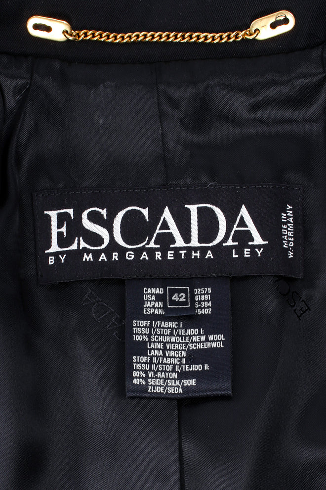 Vintage Escada Starry Cropped Tuxedo Jacket label at Recess Los Angeles
