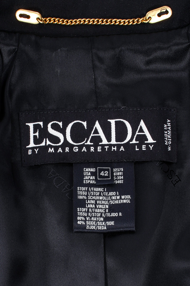 Vintage Escada Starry Cropped Tuxedo Jacket label at Recess Los Angeles