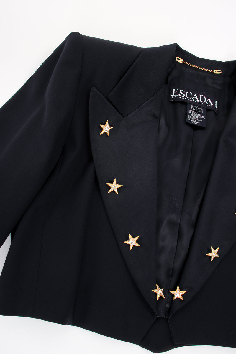 Vintage Escada Starry Cropped Tuxedo Jacket lapel at Recess Los Angeles