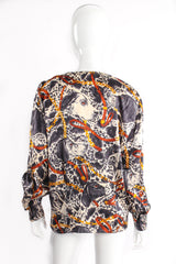 Vintage Escada Dog Hound Bridle Print Silk Blouse on Mannequin Back at Recess LA