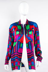 Vintage Escada Expressionist Portrait Print Silk Shirt on Mannequin open at Recess Los Angeles