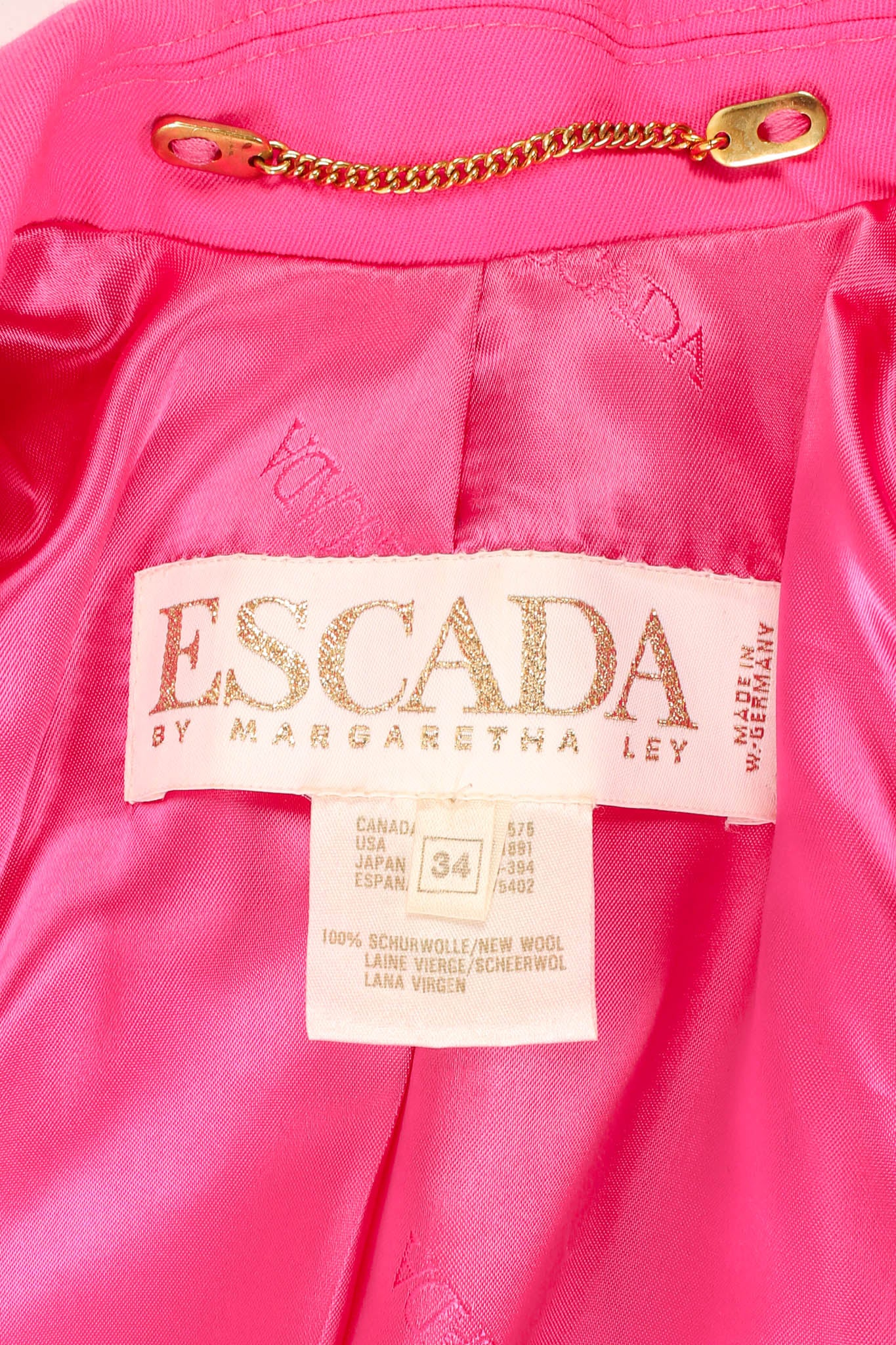 Vintage Escada 1980s Wool Blazer & Skirt Set jacket tag/chain @ Recess Los Angeles