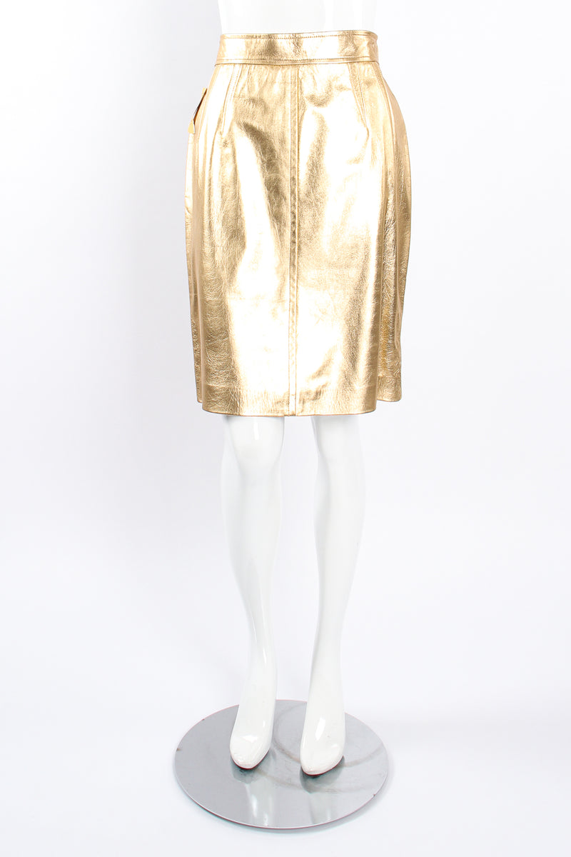 Vintage Escada Gold Leather Lamé Skirt – Recess