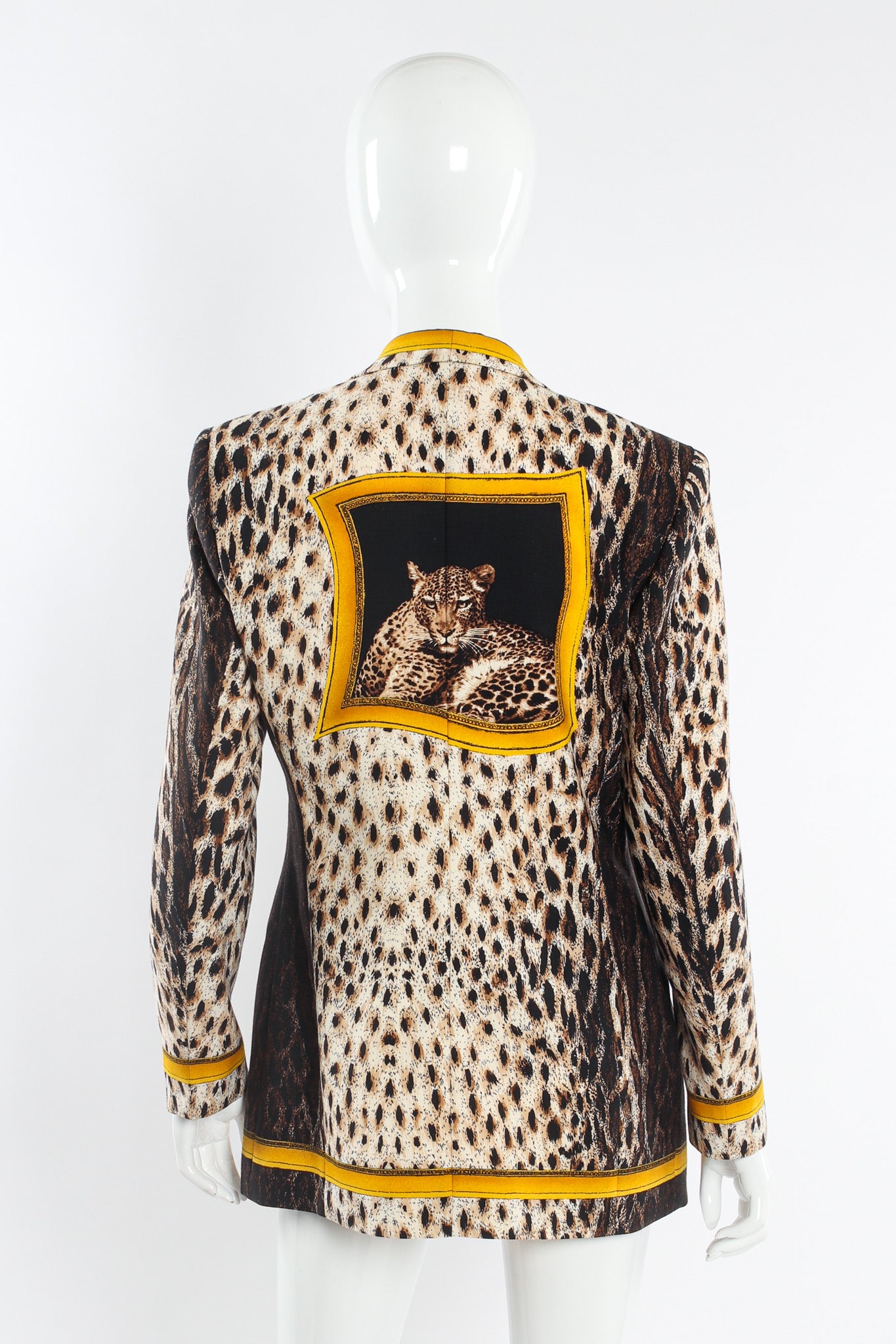 Vintage Escada by Margaretha Ley Leopard Portrait Blazer mannequin back @ Recess LA
