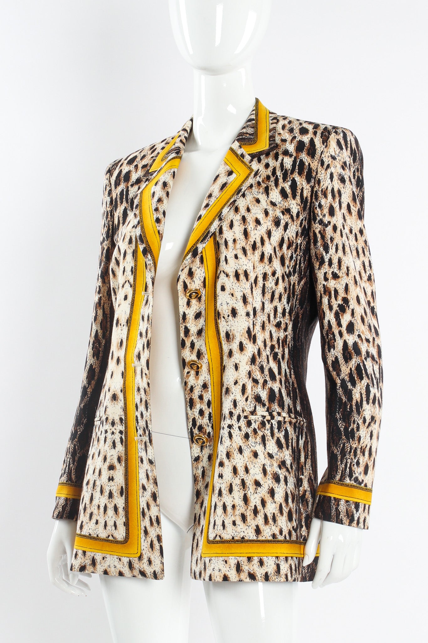 Vintage Escada by Margaretha Ley Leopard Portrait Blazer mannequin unbuttoned  @ Recess LA