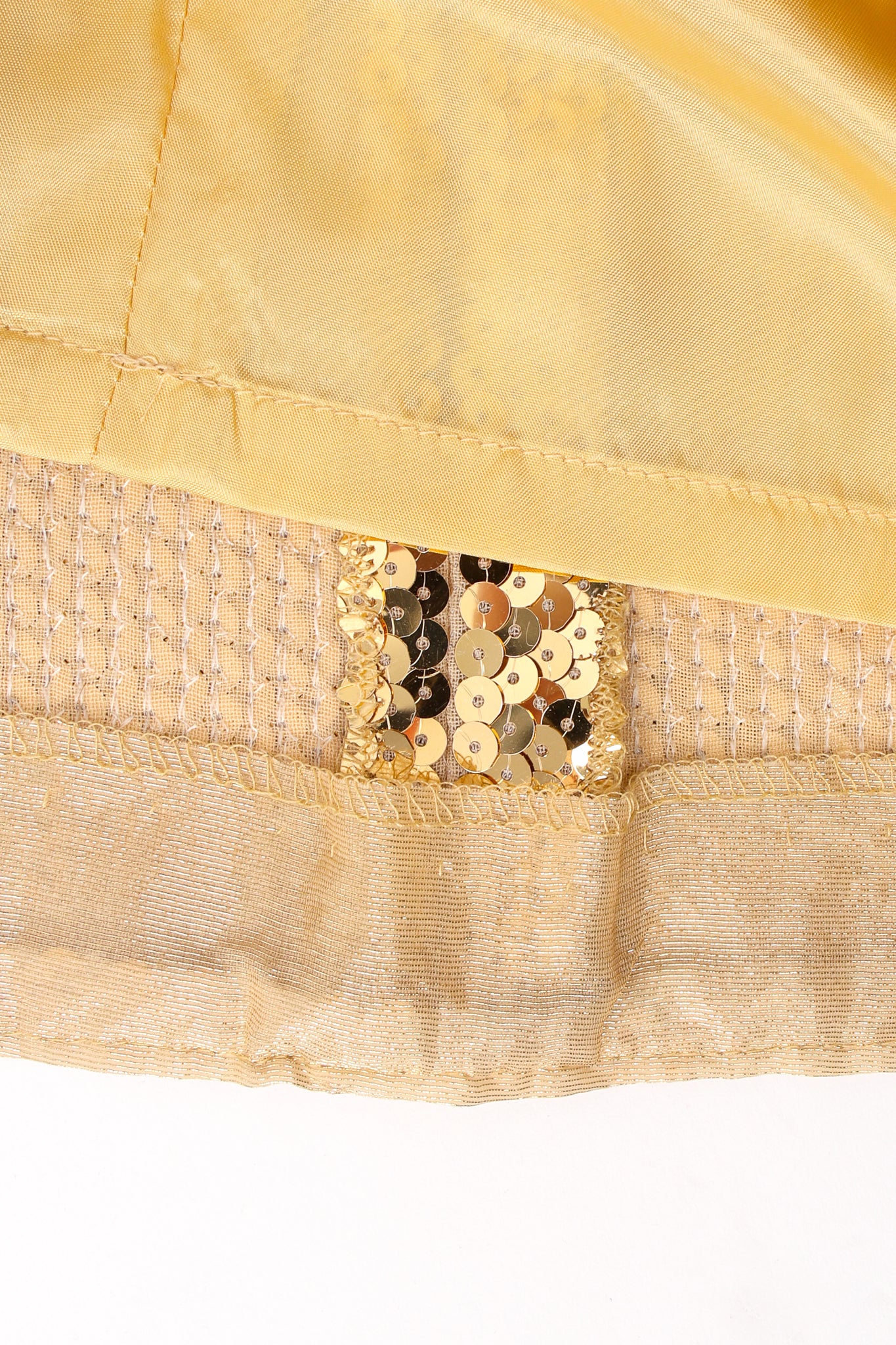 Vintage Escada Gold Disco Sequined Skirt Set lining at Recess Los Angeles