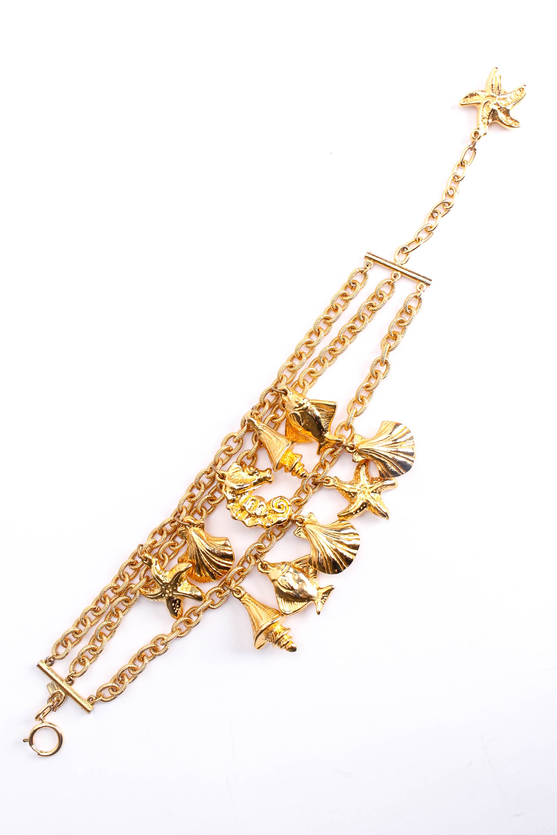 Vintage Escada Oceanic Starfish Charm Choker necklace flat @ Recess LA