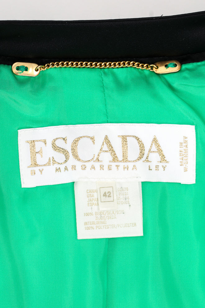 Vintage Escada Quilted Graffiti Heart Print Jacket label at Recess Los Angeles