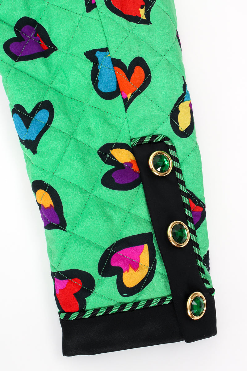Vintage Escada Quilted Graffiti Heart Print Jacket sleeve cuff at Recess Los Angeles