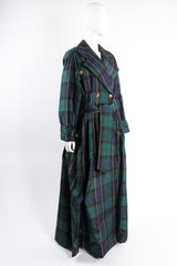 Vintage Escada Plaid Silk Taffeta Opera Trench Coat Duster on mannequin angle at Recess Los Angeles