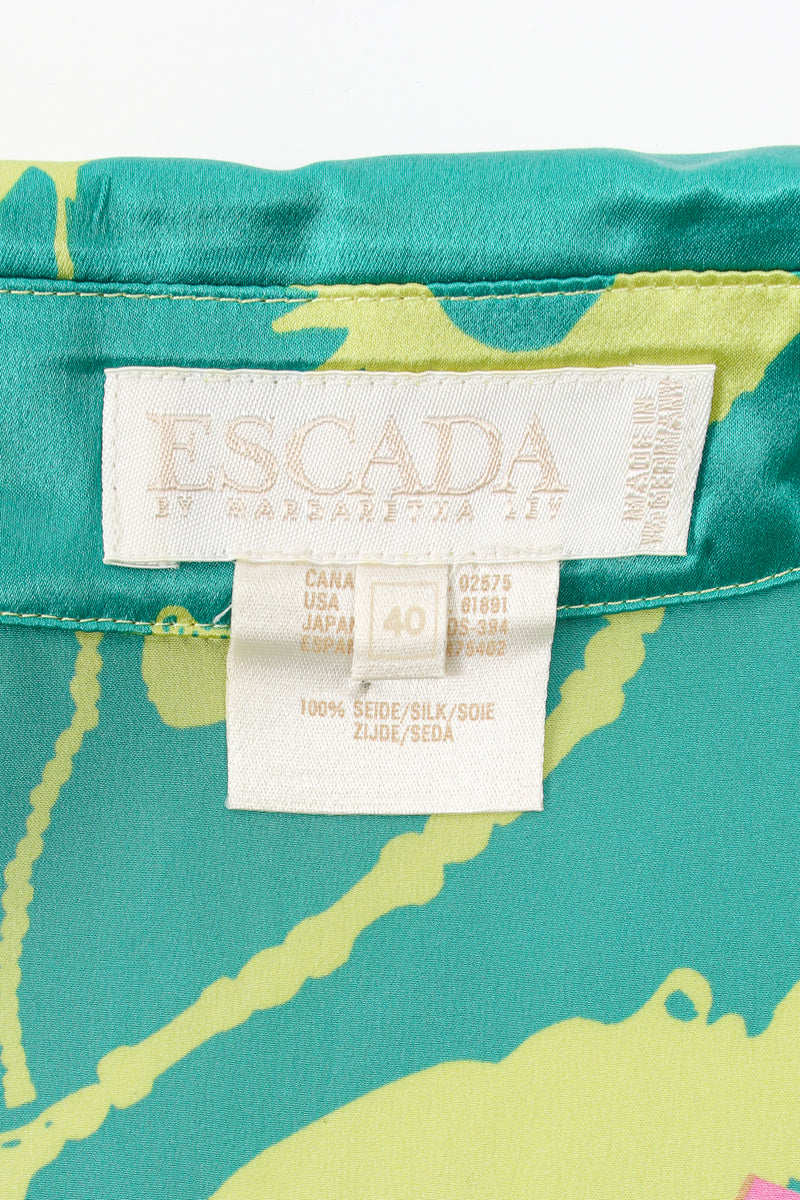 Vintage Escada Satin Silent Film Pop Art Shirt label at Recess Los Angeles