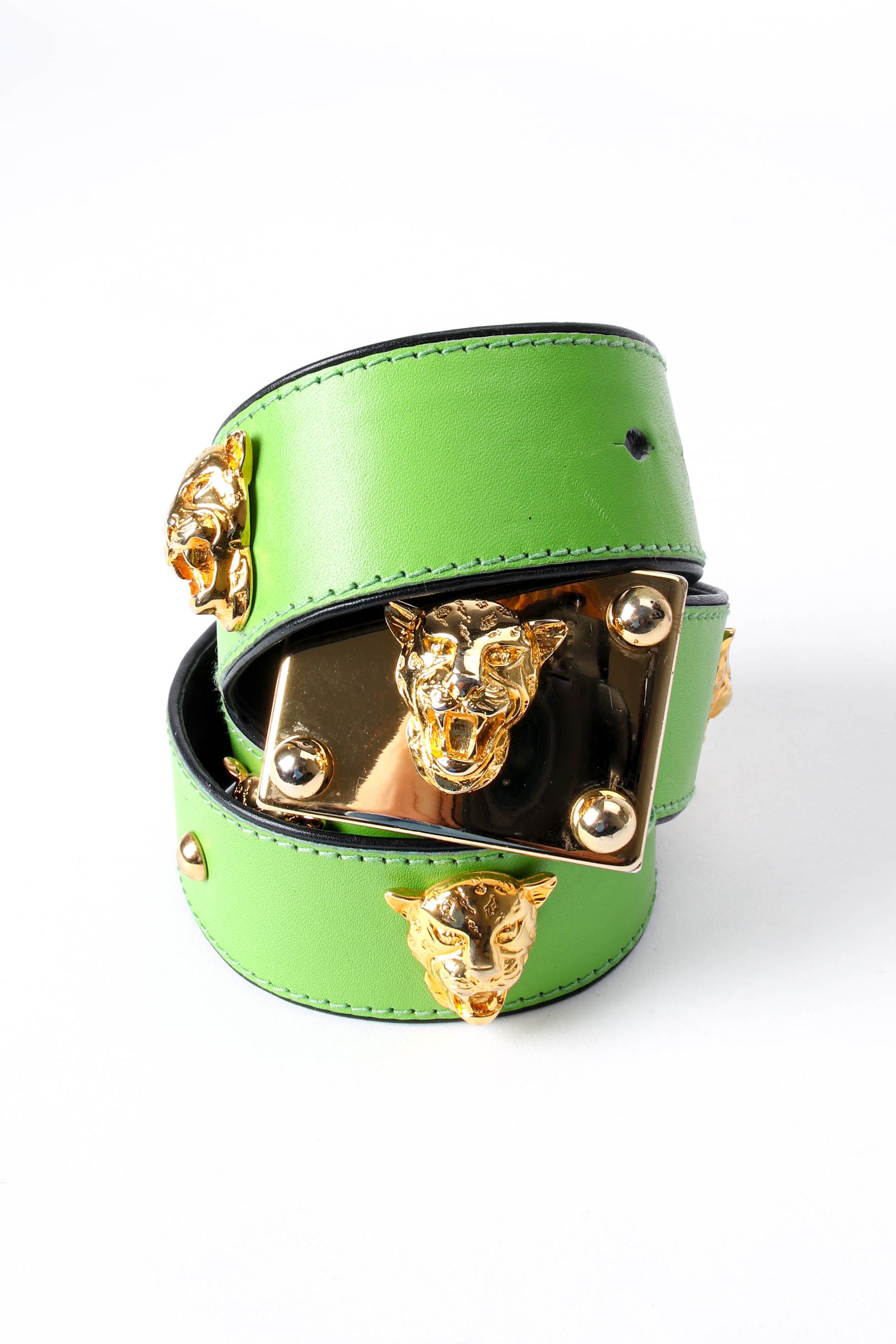 Studded Belt Gucci Belt Lion Head Vintage Escada Lime Leopard Stud