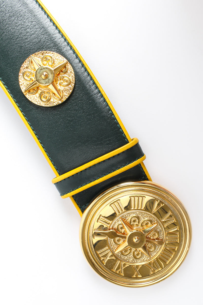 Vintage Escada Roman Compass Leather Belt front bel close @ Recess Los Angeles