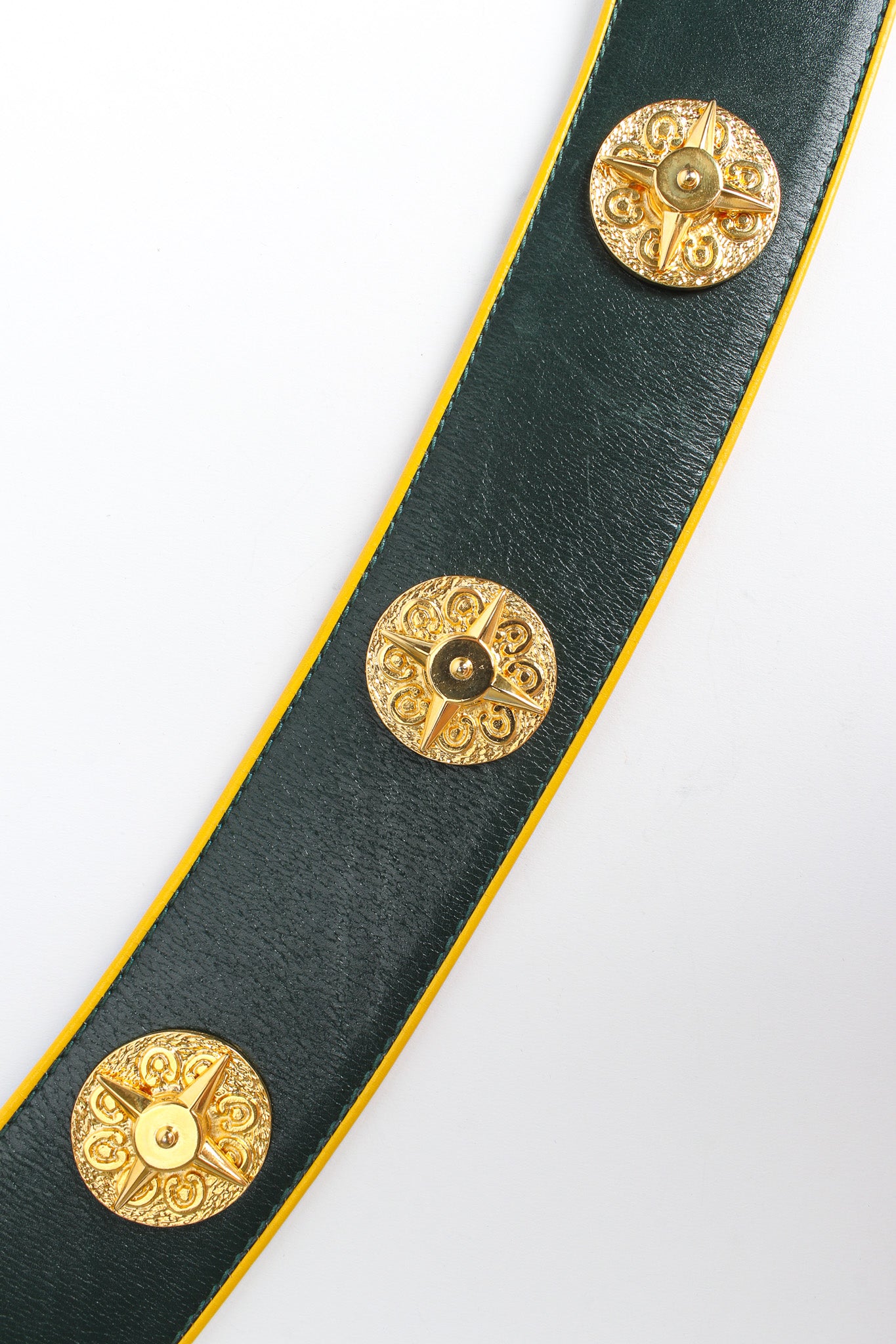 Vintage Escada Roman Compass Leather Belt decorative compass @ Recess Los Angeles