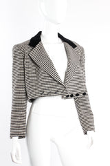 Vintage Escada Cropped Houndstooth Jacket on Mannequin open at Recess Los Angeles