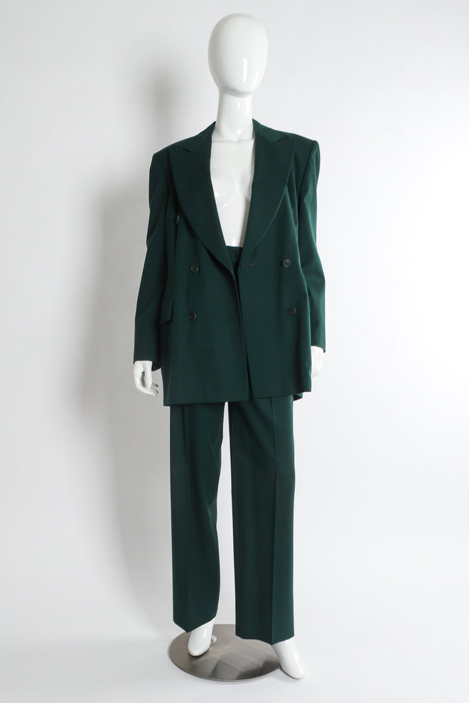 Vintage Escada Double Breasted Blazer & Pant Suit Set mannequin front unbuttoned blazer @ Recess LA
