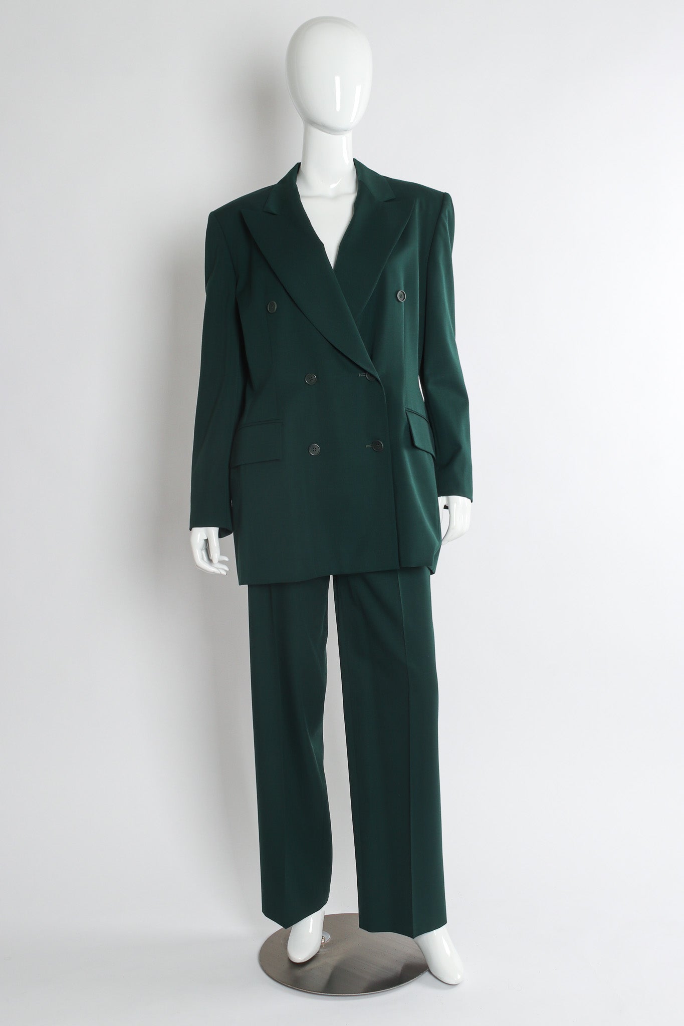 Vintage Escada Double Breasted Blazer & Pant Suit Set mannequin front @ Recess LA