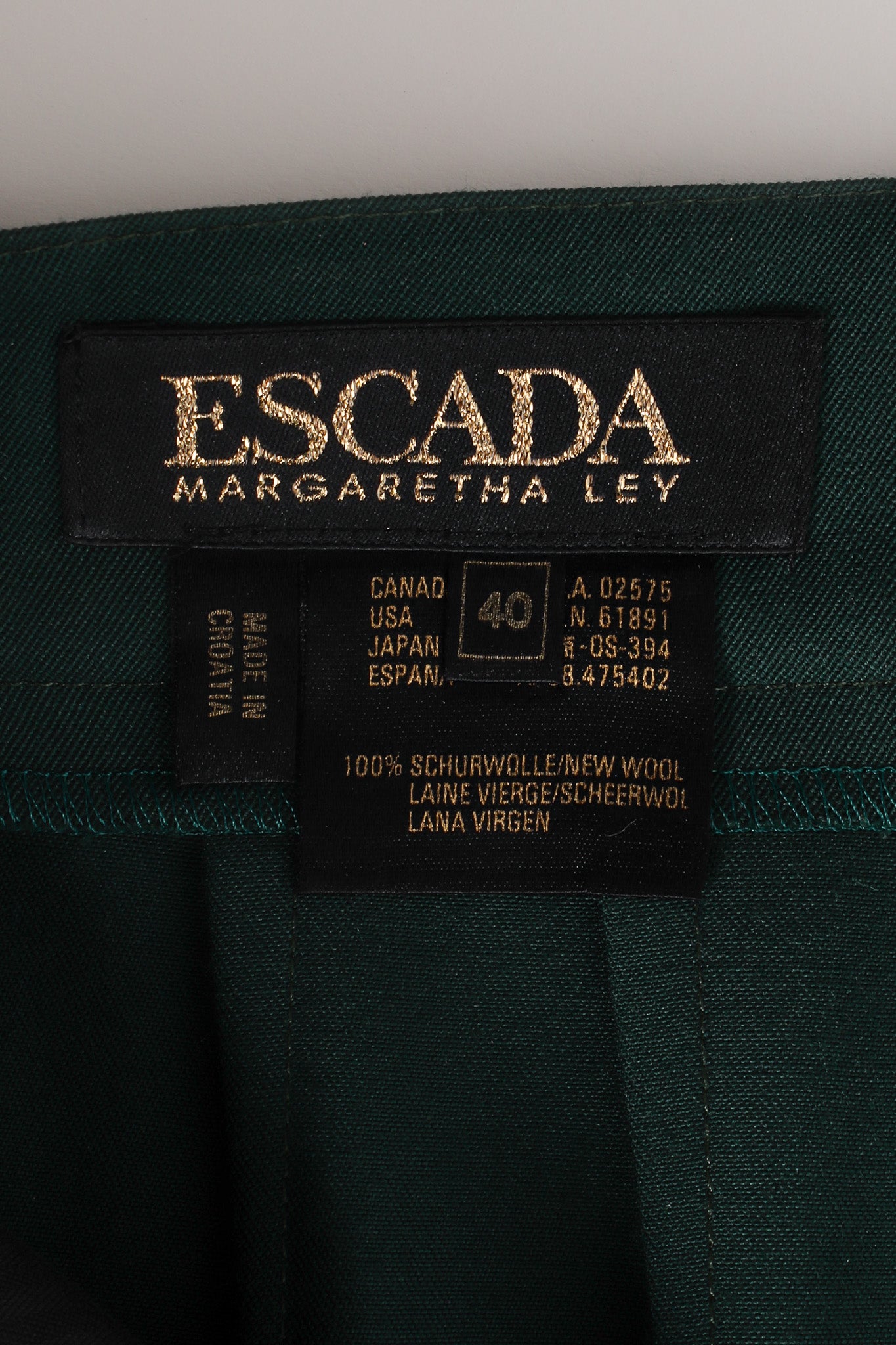 Vintage Escada Double Breasted Blazer & Pant Suit Set tag @ Recess LA