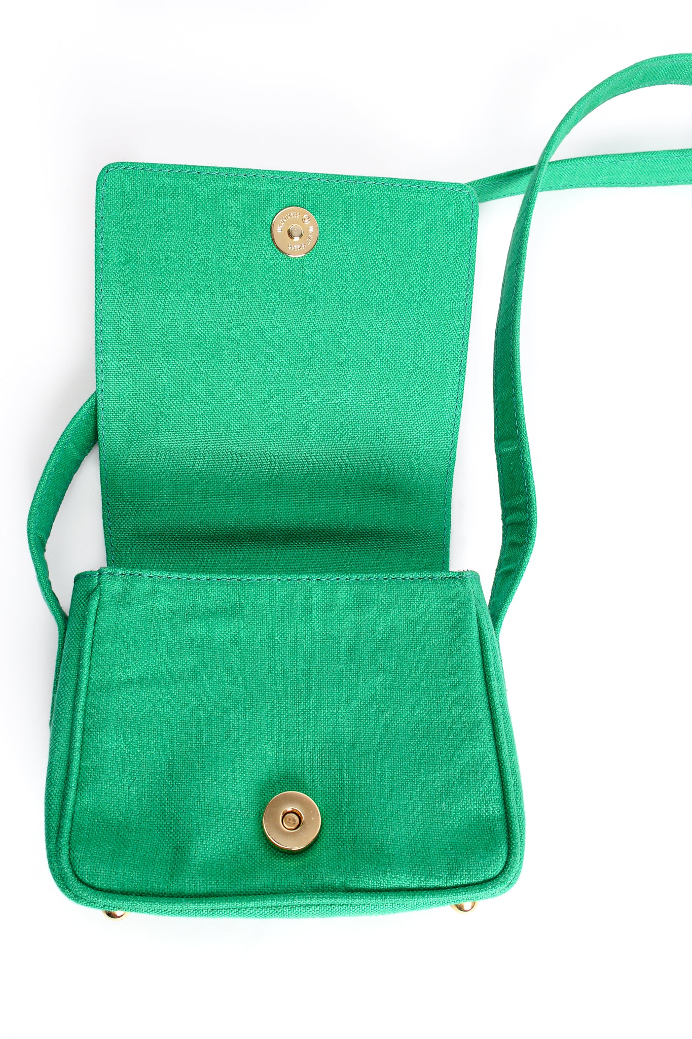 Vintage Escada Jeweled Flap Mini Bag under flap at Recess Los Angeles