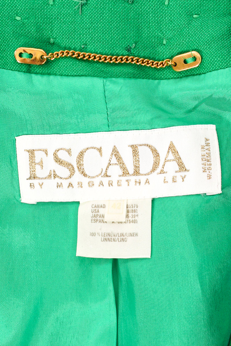 Vintage Escada Jeweled Bolero Jacket label at Recess Los Angeles