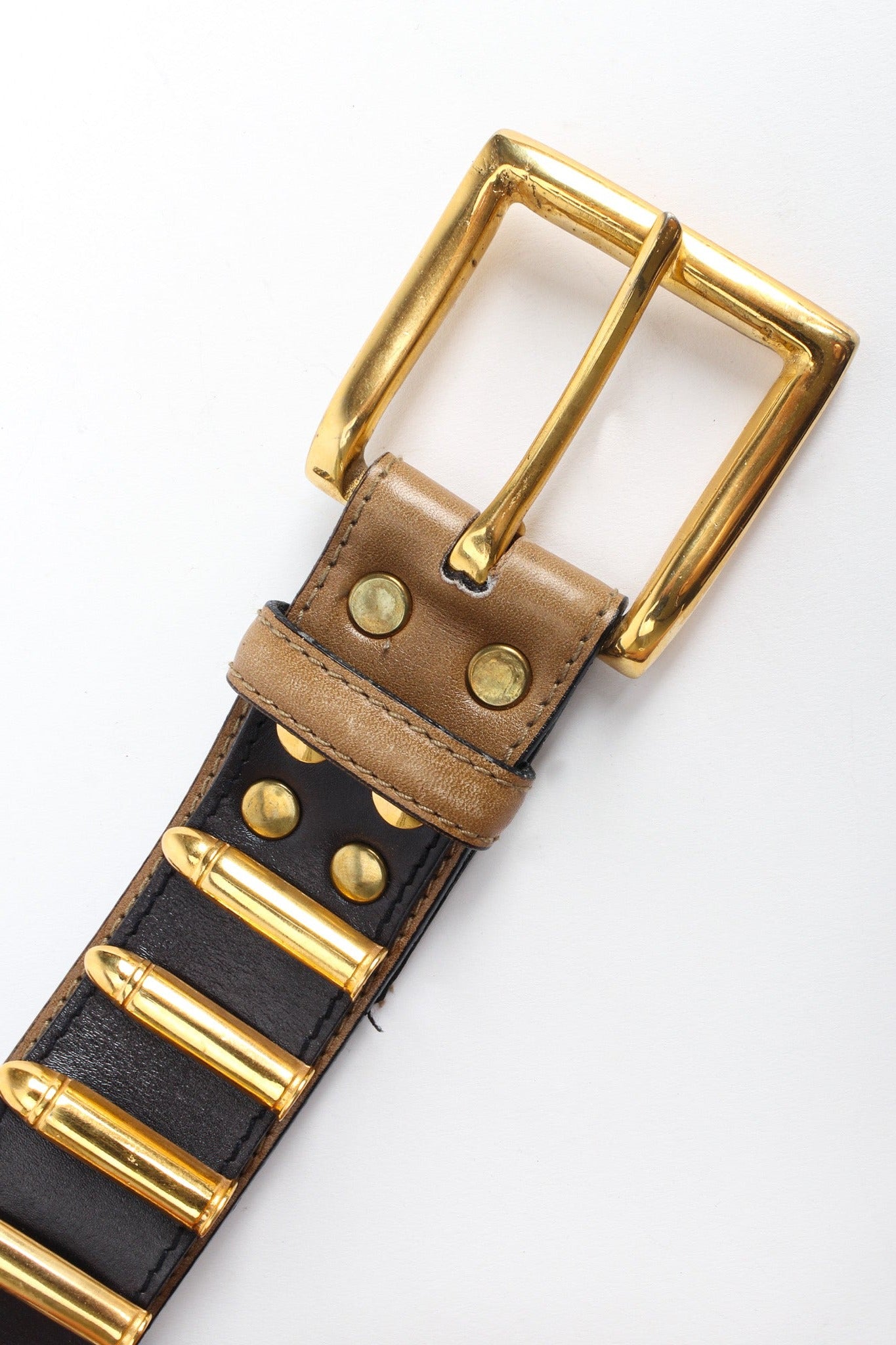 Vintage Escada Bullet Studded Leather Belt buckle/bullet stud @ Recess Los Angeles