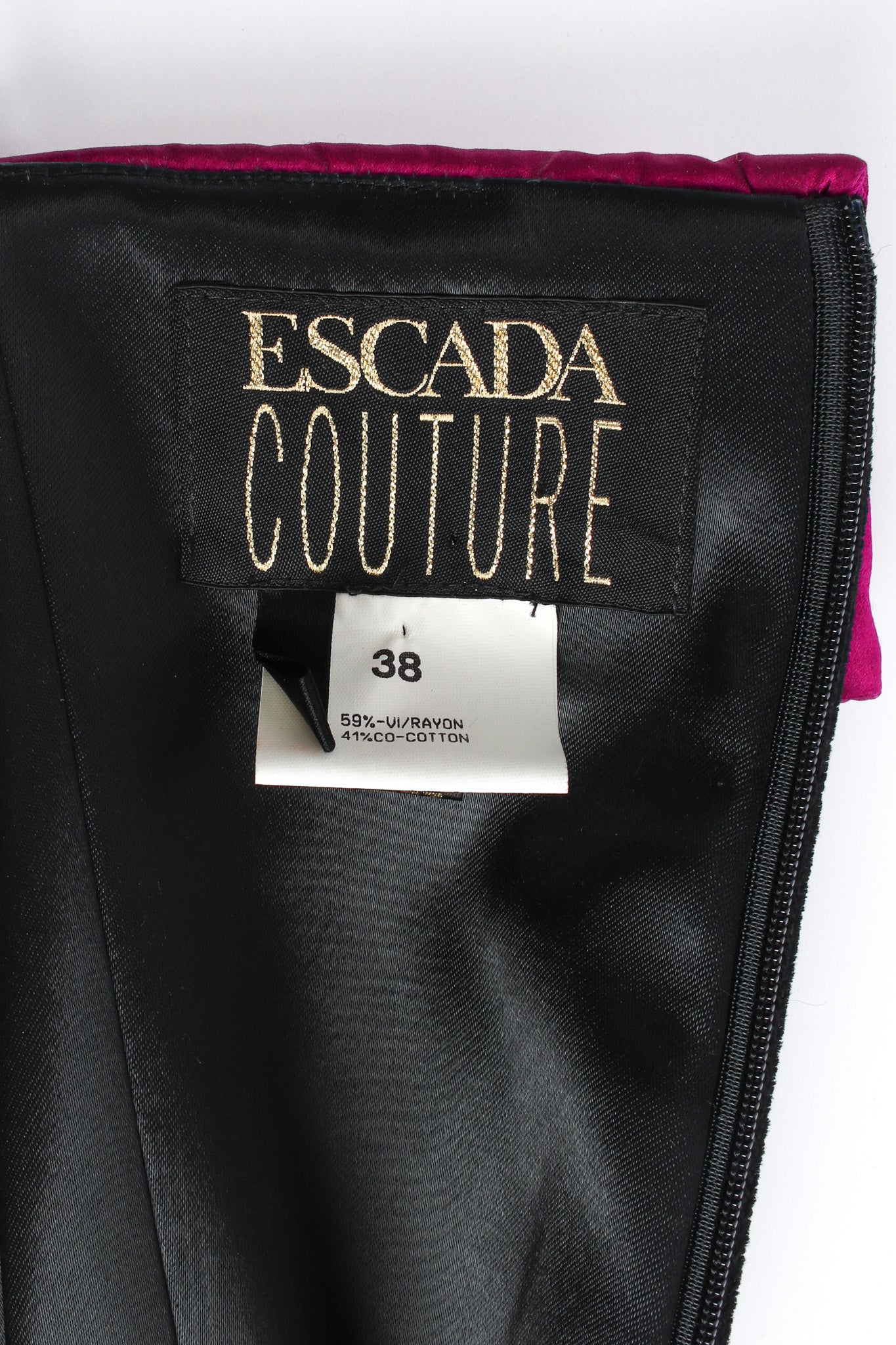 Vintage Escada Couture Velvet Love Bead Dress tag @ Recess LA