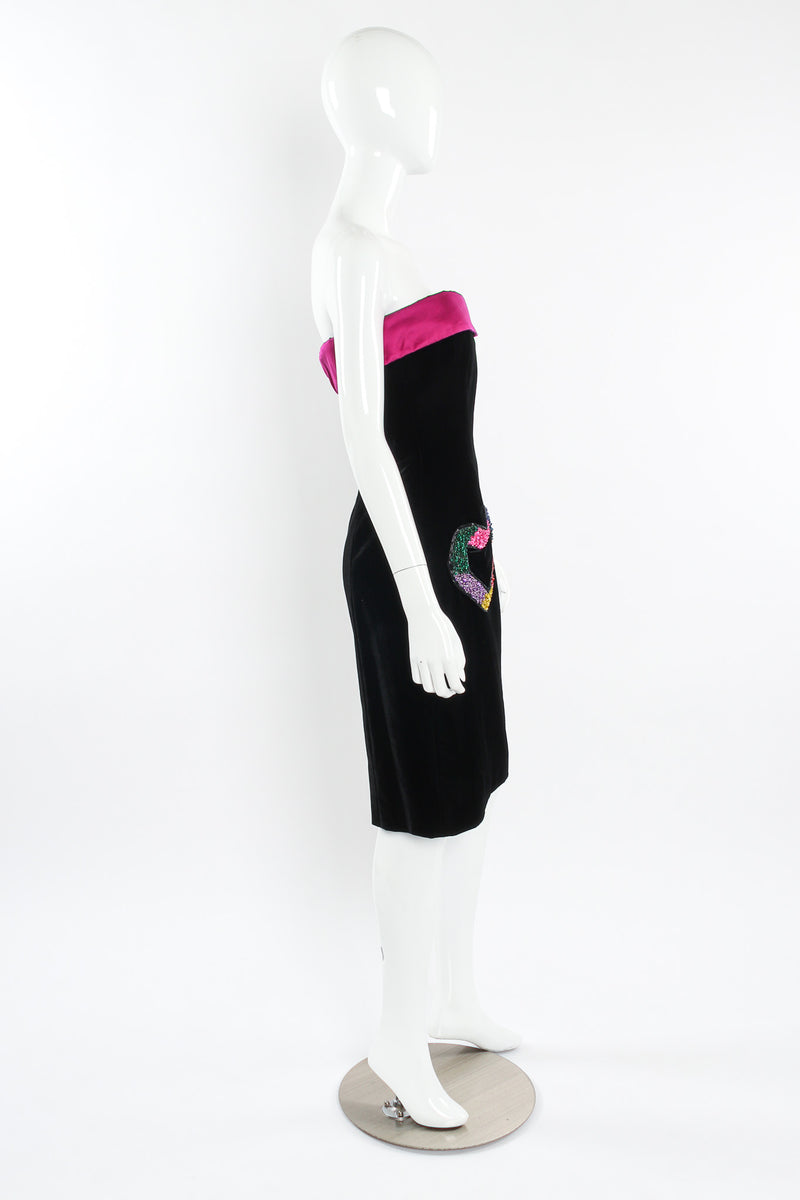 Vintage Escada Couture Velvet Love Bead Dress mannequin side @ Recess LA