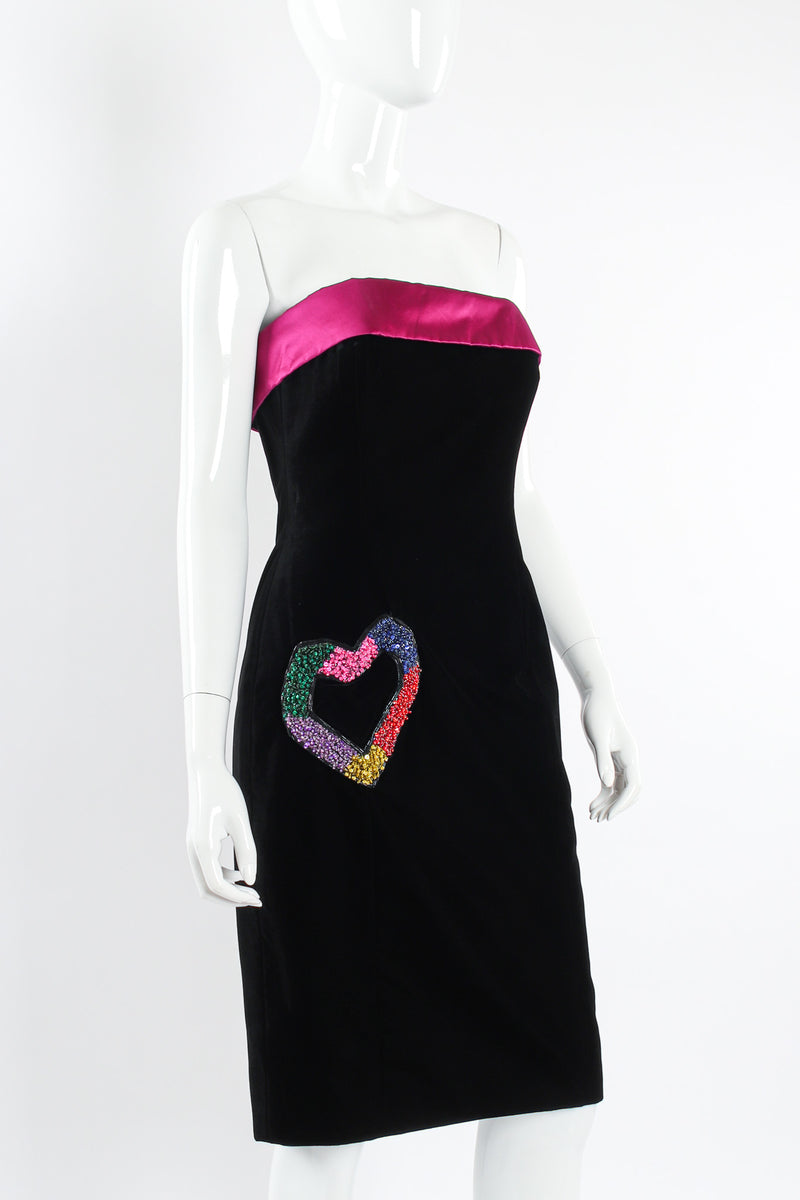 Vintage Escada Couture Velvet Love Bead Dress mannequin angle @ Recess LA