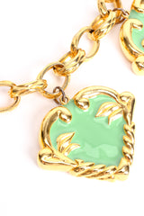 Vintage Escada Mint Enamel Hearts Charm Necklace jump ring wear at Recess Los Angeles