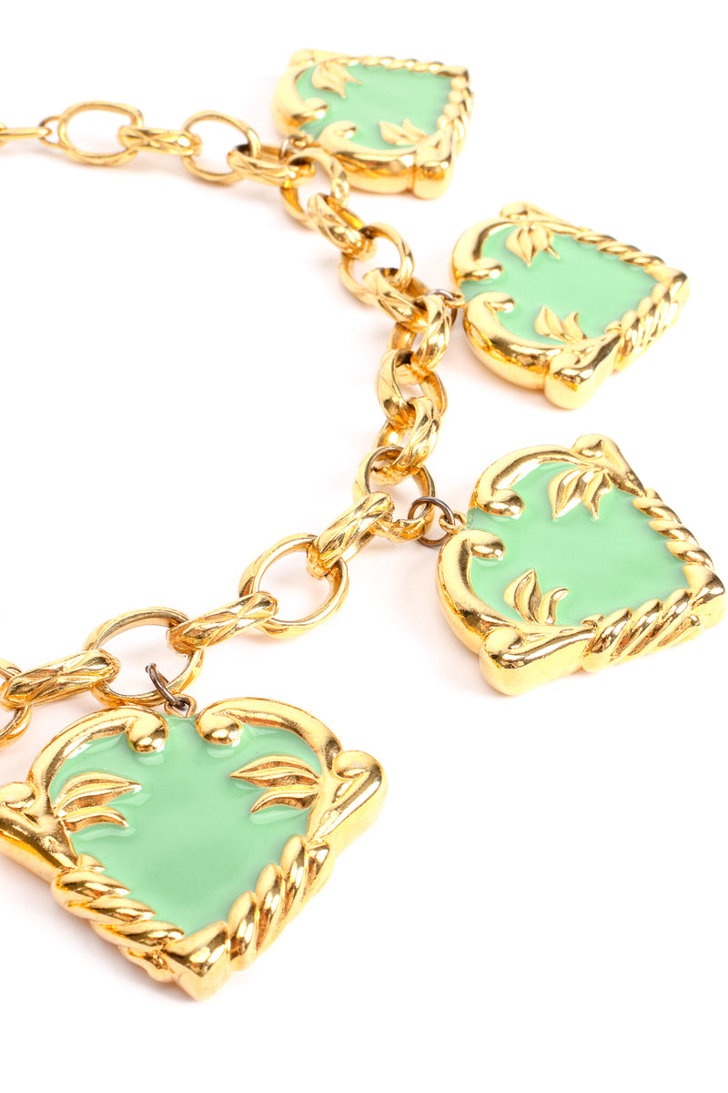 Vintage Escada Mint Enamel Hearts Charm Necklace at Recess Los Angeles