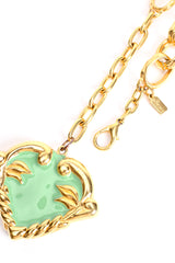 Vintage Escada Mint Enamel Hearts Charm Necklace clasp at Recess Los Angeles