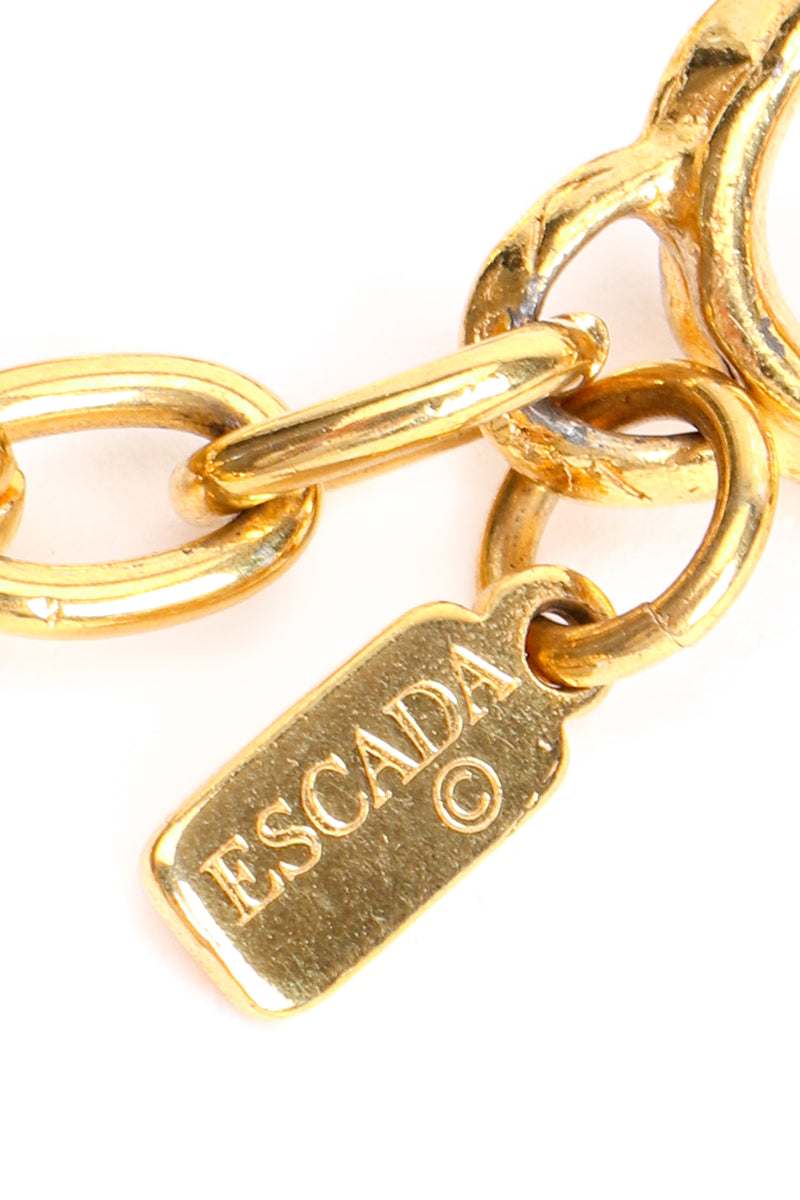 Vintage Escada Mint Enamel Hearts Charm Necklace signature charm at Recess Los Angeles