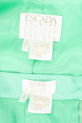 Vintage Escada Mint Moiré Jacket & Skirt Suit labels at Recess Los Angeles