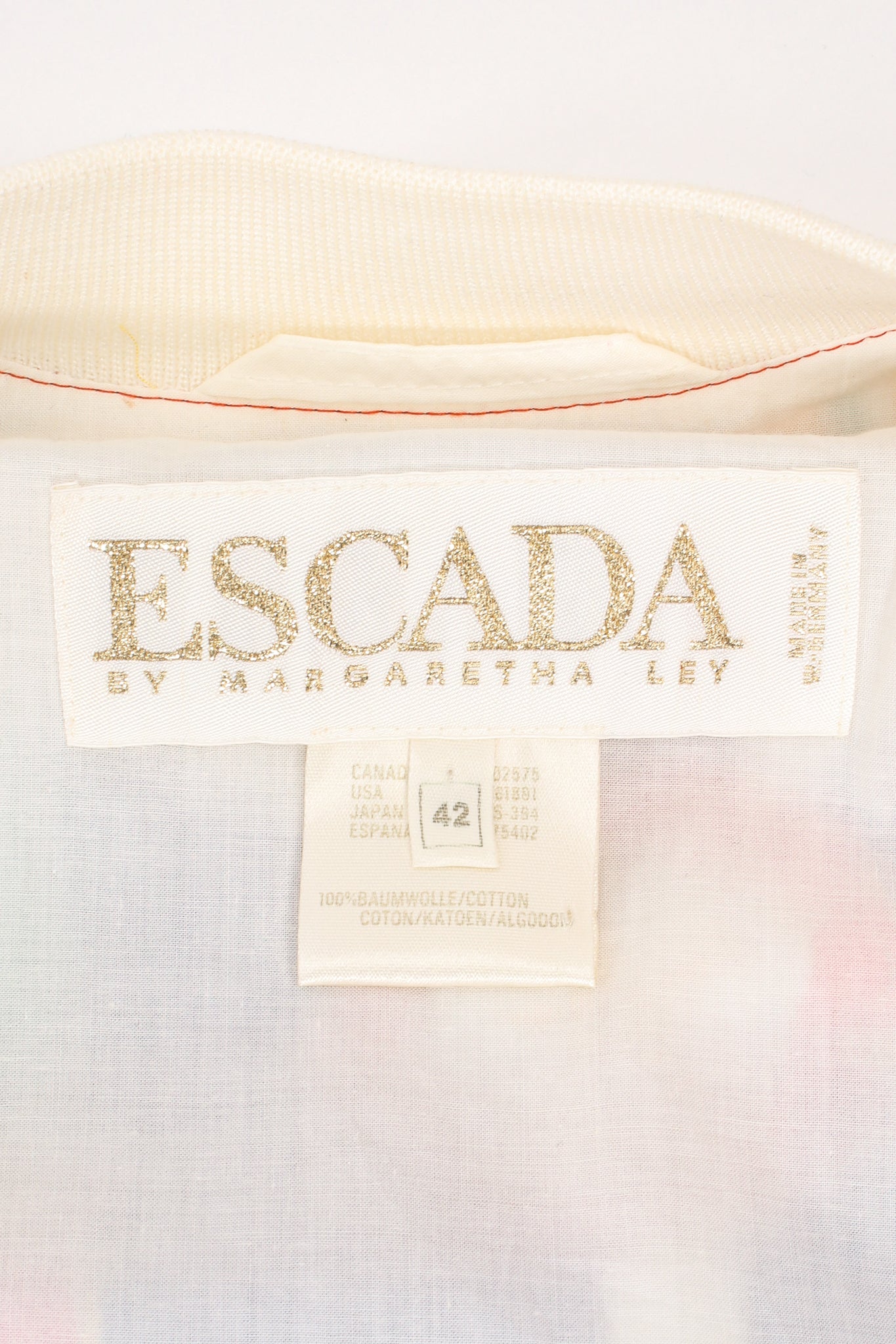 Vintage Escada Flag Pageantry Bomber Jacket label at Recess Los Angeles