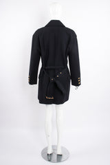 Vintage Escada Navy Belted Twill Trench on Mannequin back tied at Recess Los Angeles